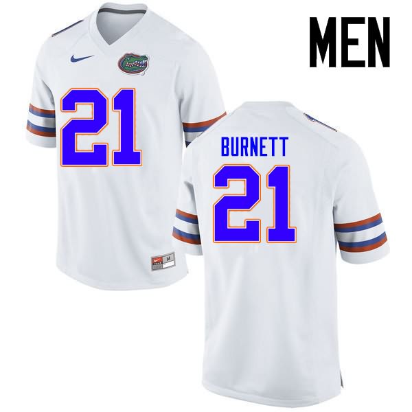 Men's NCAA Florida Gators McArthur Burnett #21 Stitched Authentic Nike White College Football Jersey CMR6865XH